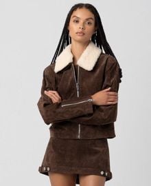 BLANK NYC Women39s Suede Sherpa Collar Jacket - Macy39s at Macys
