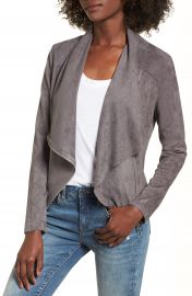 BLANKNYC Faux Suede Drape Front Jacket  Regular  amp  Plus Size    Nordstrom at Nordstrom