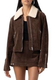 BLANKNYC Suede & Faux Shearling Crop Jacket at Nordstrom