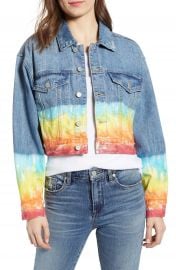 BLANKNYC Tie Dye Hem Crop Denim Jacket   Nordstrom at Nordstrom