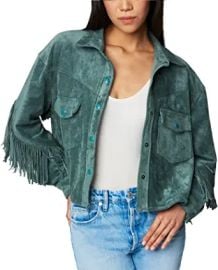 BLANKNYC Womens Luxury Clothing Suede Fringe Shirt with Front Snap Closure Faux Leather Jacket at  Women39s Coats Shop at Amazon