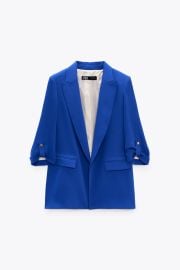 BLAZER WITH ROLLED-UP SLEEVES - Bluish   United States at Zara