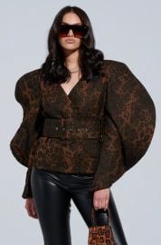 BLOW HIM A KISS BELTED CHEETAH BLOUSE AKIRA at Akira