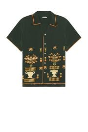 BODE Beaded Paddock Sampler Short Sleeve Shirt in Green Multi FWRD at FWRD