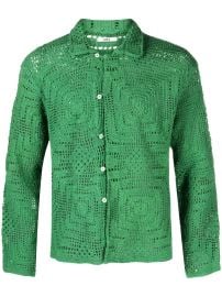 BODE long-sleeved crochet-knit Shirt - at Farfetch