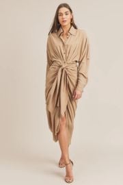 BOHEME SHIRT DRESS WITH FRONT TIE at Mable Clothing