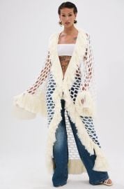 BORN LIKE THIS FRINGE DETAIL LONG CARDIGAN AKIRA at Akira