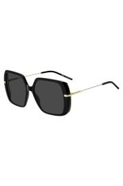BOSS - Layered black-acetate sunglasses with gold-tone temples - Black at Hugo Boss