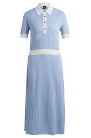 BOSS - Linen-blend dress with button placket at Hugo Boss