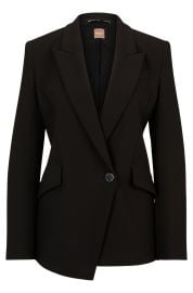 BOSS - Regular-fit jacket in stretch fabric with asymmetric front - Black at Hugo Boss