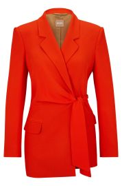 BOSS - Regular-fit long-length jacket with belted waist at Boss