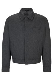 BOSS - Relaxed-fit wool jacket with concealed closure at Hugo Boss