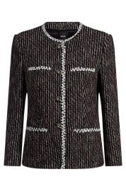 BOSS - Slim-fit blazer in multicolored boucl - Patterned at Hugo Boss