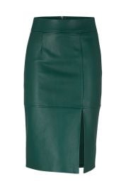 BOSS - Slim-fit pencil skirt in grained leather - Light Green at Hugo Boss