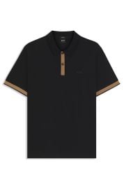 BOSS - Slim-fit polo shirt in mercerized stretch-cotton piqu - Black at Hugo Boss