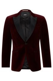 BOSS - Slim-fit tuxedo jacket in pure-cotton velvet at Hugo Boss