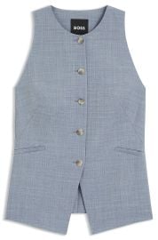 BOSS - Slim-fit waistcoat in virgin wool - Light Blue at Hugo Boss