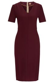 BOSS - V-neck business dress with short sleeves at Boss