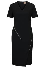 BOSS - V-neck dress with zip details at Hugo Boss