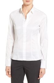 BOSS Bashina Stretch Poplin Shirt in White  at Nordstrom