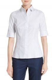 BOSS Bashini 2 Stripe Poplin Fitted Blouse  Regular  amp  Petite    Nordstrom at Nordstrom