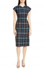 BOSS Daela Plaid Stretch Cotton Dress Regular amp Petite Nordstrom at Nordstrom