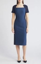 BOSS Daneria Colorblock Square Neck Sheath Dress at Nordstrom Rack