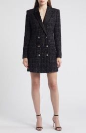 BOSS Dansian Tweed Long Sleeve Minidress in Black Lurex Tweed at Nordstrom Rack at Nordstrom Rack
