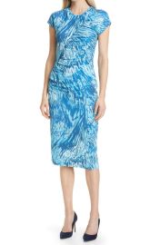 BOSS Etall Tile Print Ruched Sheath Dress at Nordstrom