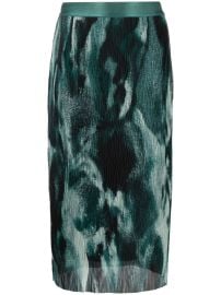 BOSS Evibelle abstract-print Pleated Skirt Green at Farfetch