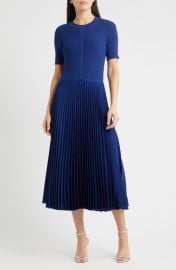 BOSS Fadridi Rib & Pleated Midi A-Line Dress at Nordstrom