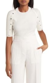 BOSS Famistosa Rib Button Trim Sweater at Nordstrom