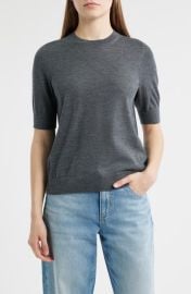 BOSS Farbella Short Sleeve Virgin Wool Sweater at Nordstrom