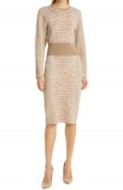 BOSS Feyine Crocodile Print Long Sleeve Dress   Nordstrom at Nordstrom