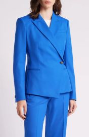 BOSS Jia Wrap Front One Button Wool Blend Blazer at Nordstrom