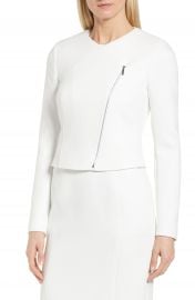 BOSS Juleama Compact Twill Asymmetrical Zip Jacket at Nordstrom