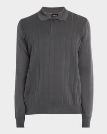 BOSS Menx27s Beduardo Wide Rib Polo Sweater at Neiman Marcus