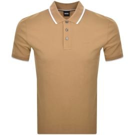 BOSS Parlay 190 Polo T Shirt Beige Mainline Menswear United States at Mainline