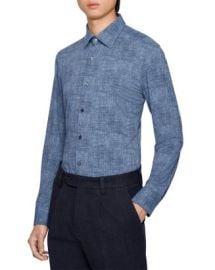 BOSS Performance Stretch Denim Print Slim Fit Dress Shirt Bloomingdales at Bloomingdales