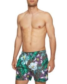 BOSS Piranha Floral Print Regular Fit Swim Trunks Bloomingdales at Bloomingdales