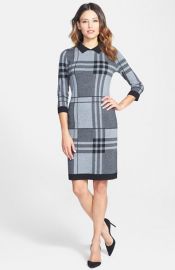 BOSS Plaid Wool Blend Sweater Dress at Nordstrom