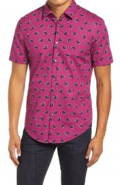 BOSS Ronn Slim Fit Leaf Print Short Sleeve Button-Up Shirt   Nordstrom at Nordstrom