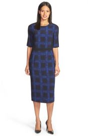 BOSS and39Dikanaand39 Windowpane Print Sheath Dress at Nordstrom