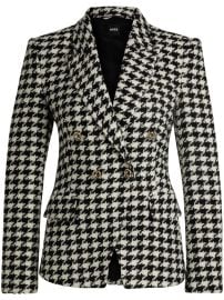 BOSS houndstooth-pattern Blazer Black at Farfetch