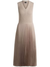 BOSS pliss-skirt Flared Midi Dress Neutrals at Farfetch