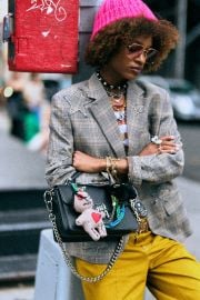 BOYFRIEND NOTCH LAPEL BLAZER - SMALL KHAKI PLAID - R13 at R13