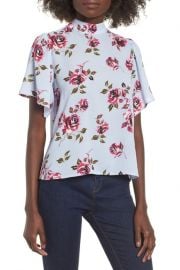 BP. Floral Print Mock Neck Blouse at Nordstrom Rack