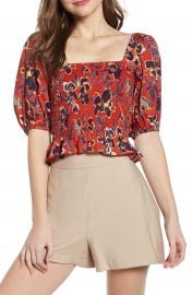 BP  Print Smocked Crop Top  Regular  amp  Plus Size    Nordstrom at Nordstrom