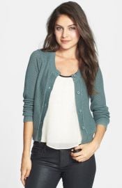 BP Cropped Textured Cotton Cardigan in blue at Nordstrom