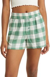 BP Flannel Pajama Shorts In Green Frances Plaid at Nordstrom